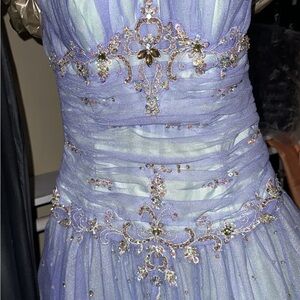 Lavender Beaded Prom Gown with Crystal Embellishment